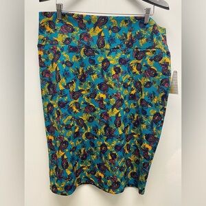 4 for $25 🍒 NWT LuLaRoe Carrie Teal and Yellow Pencil Skirt 3XL